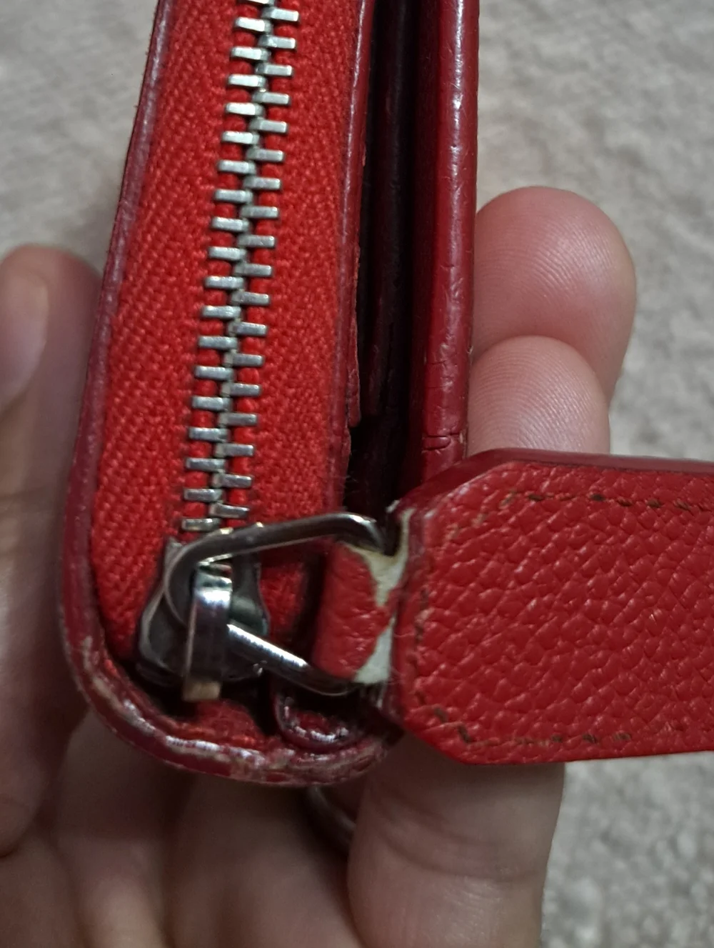 Saint Laurent Red Pebbled Zip-Around Card Wallet - Picture 4 of 10